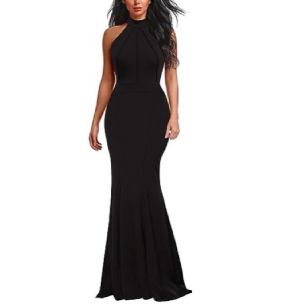 Bery Dress Womens Black Halter Prom Formal Dress Gown Size Large